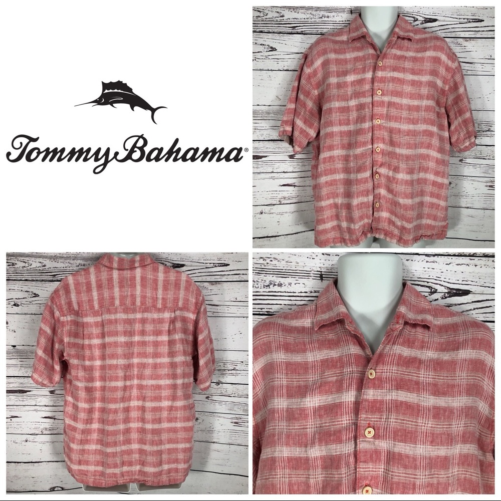 Tommy Bahama Men's Plaid Short Sleeve Shirt, Size L - Excellent Condition